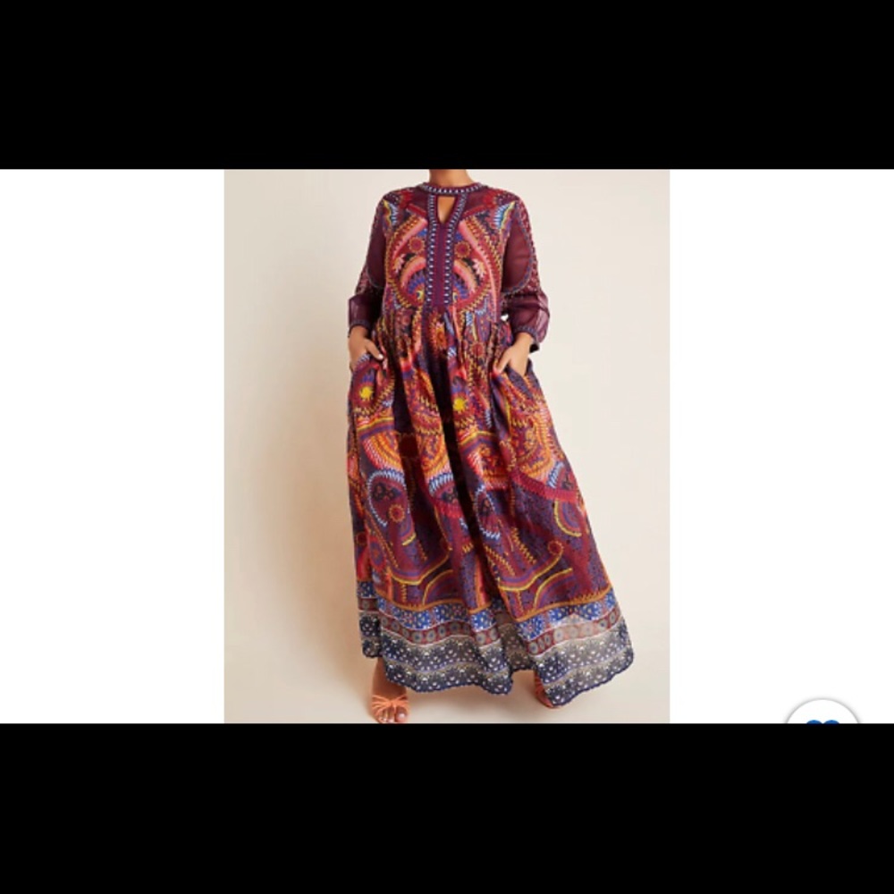 Anthropologie Embroidered Maxi Dress